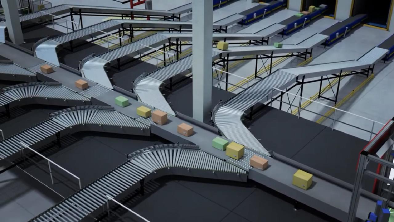 3D智能物流分拣仓库动画演示