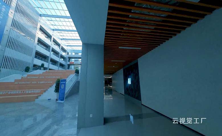 FPV穿越机一镜到底 在大运Al软件小镇展馆展厅